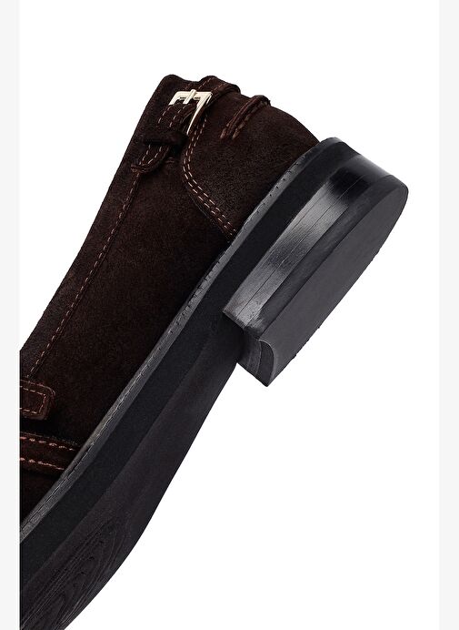 Kadın Kahverengi Tokalı Süet Deri Loafer 25AFD260110 - Görsel 9