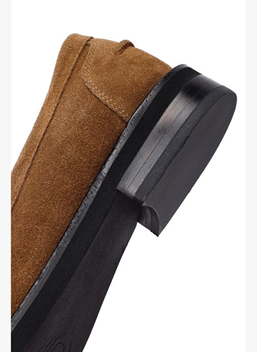 Kadın Vizon Süet Deri Maskülen Loafer 25AFD260310 - Görsel 9