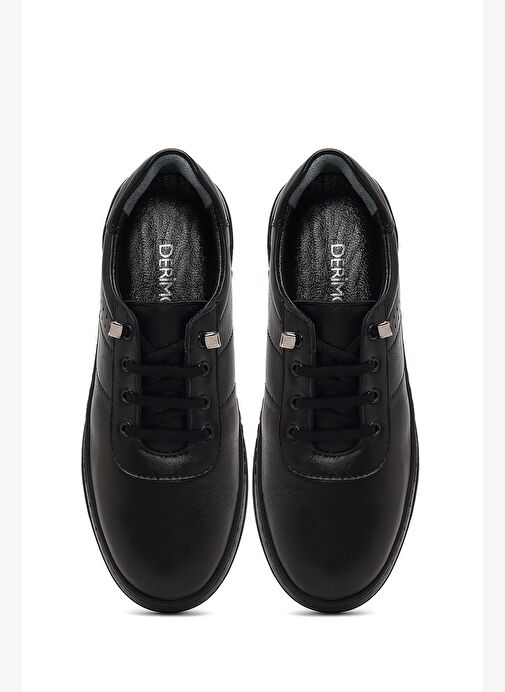 Kadın Siyah Bağcıklı Deri Comfort Ayakkabı 25AFD501018 - Görsel 8