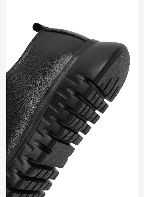 Kadın Siyah Kalın Tabanlı Deri Comfort Ayakkabı 25AFD501218 - Görsel 9