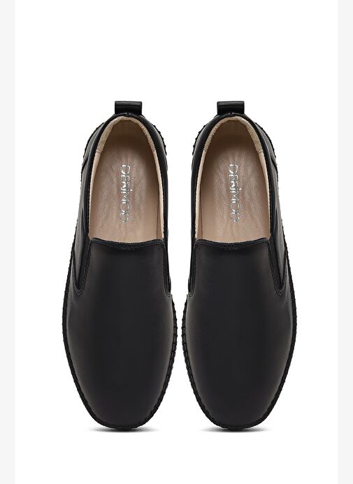 Kadın Siyah Kalın Tabanlı Deri Comfort Ayakkabı 25AFD501318 - Görsel 8