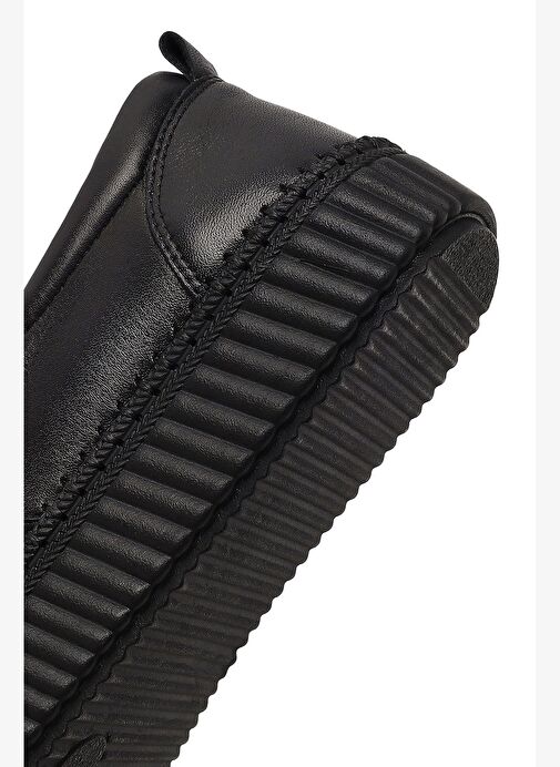 Kadın Siyah Kalın Tabanlı Deri Comfort Ayakkabı 25AFD501318 - Görsel 9