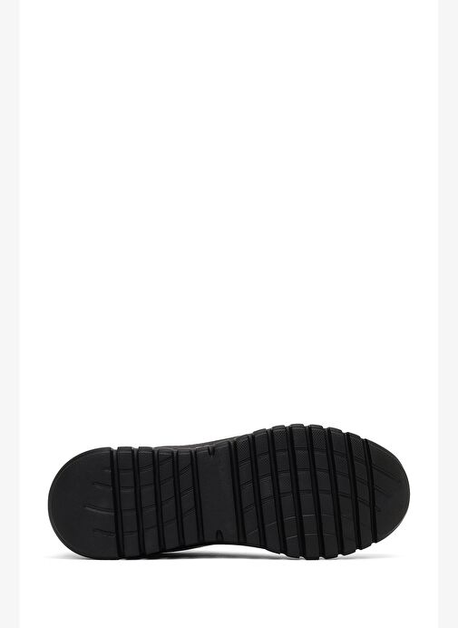 Kadın Siyah Bağcıklı Kalın Tabanlı Deri Sneaker 25AFD501918 - Görsel 5