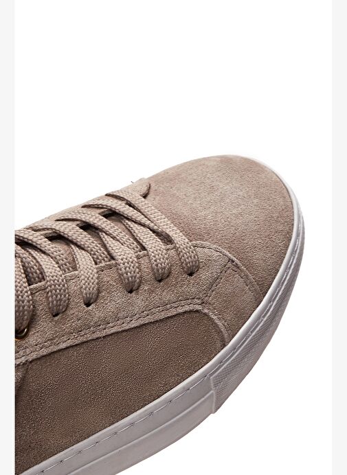 Kadın Vizon Bağcıklı Kalın Tabanlı Süet Deri Sneaker 25AFD370010 - Görsel 8