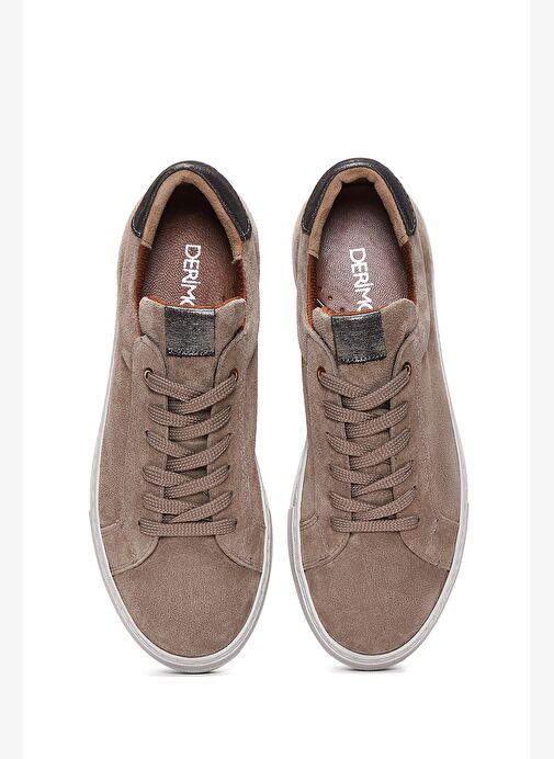 Kadın Vizon Bağcıklı Kalın Tabanlı Süet Deri Sneaker 25AFD370010 - Görsel 7