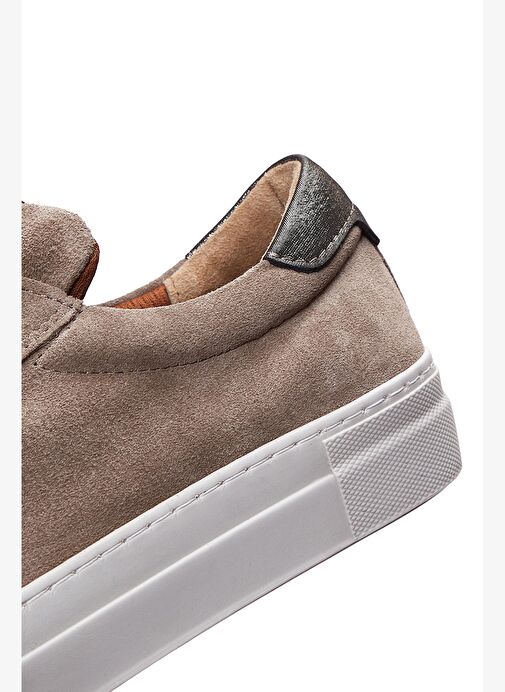 Kadın Vizon Bağcıklı Kalın Tabanlı Süet Deri Sneaker 25AFD370010 - Görsel 9