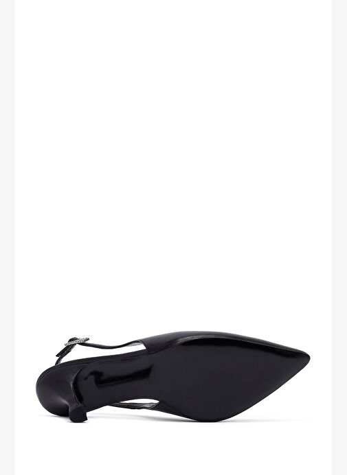 Kadın Siyah Arkası Açık İnce Topuklu Deri Ayakkabı 25AFD162118 - Görsel 6
