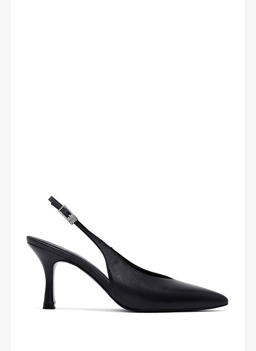 Kadın Siyah Arkası Açık İnce Topuklu Deri Ayakkabı 25AFD162118 - Görsel 2