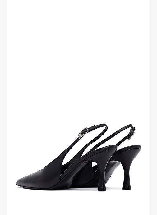 Kadın Siyah Arkası Açık İnce Topuklu Deri Ayakkabı 25AFD162118 - Görsel 7