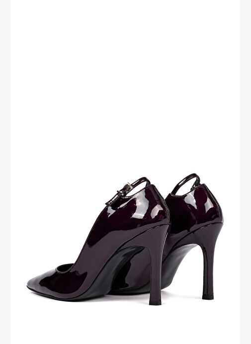 Kadın Bordo İnce Topuklu Rugan Deri Stiletto 25AFD162416 - Görsel 7