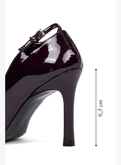 Kadın Bordo İnce Topuklu Rugan Deri Stiletto 25AFD162416 - Görsel 3