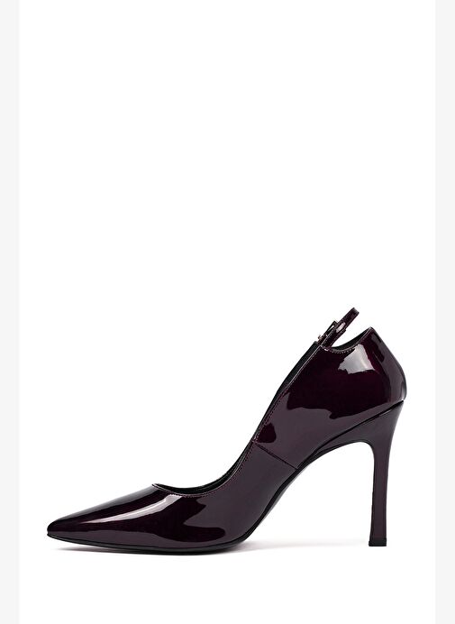 Kadın Bordo İnce Topuklu Rugan Deri Stiletto 25AFD162416 - Görsel 5