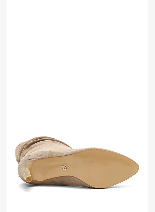 Kadın Bej İnce Topuklu Süet Deri Bot 25AFD160310 - Görsel 7