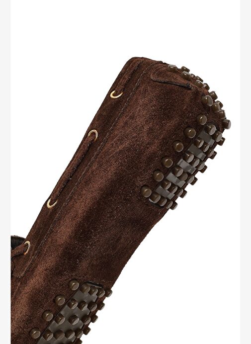 Kadın Kahverengi Püsküllü Süet Deri Loafer 25AFD290610 - Görsel 9