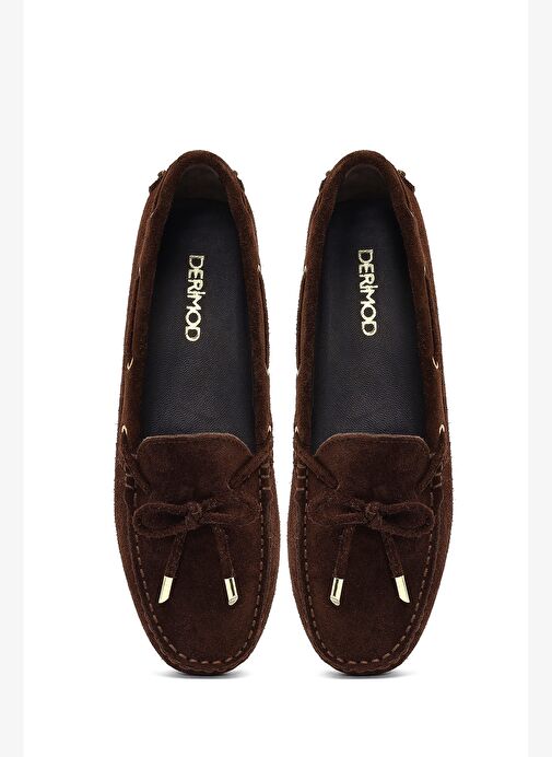 Kadın Kahverengi Püsküllü Süet Deri Loafer 25AFD290610 - Görsel 8