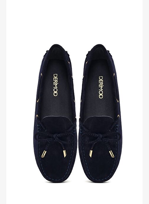 Kadın Lacivert Püsküllü Süet Deri Loafer 25AFD290610 - Görsel 8