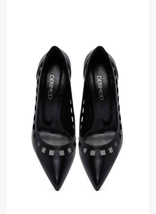 Kadın Siyah İnce Topuklu Deri Stiletto 25AFD162518 - Görsel 9