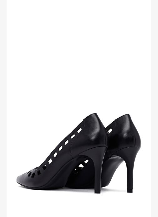Kadın Siyah İnce Topuklu Deri Stiletto 25AFD162518 - Görsel 7