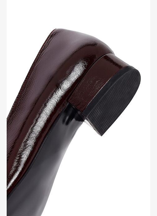 Kadın Bordo Kısa Topuklu Deri Loafer 25AFD161914 - Görsel 9