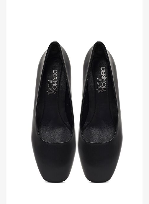 Derimod Flex Kadın Siyah Kısa Kalın Topuklu Deri Ayakkabı 25AFD380018 - Görsel 8