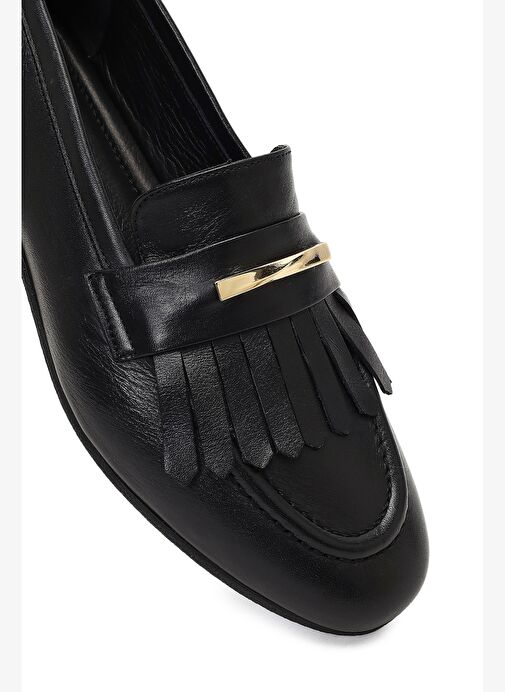 Kadın Siyah Tokalı Deri Loafer 25AFD380418 - Görsel 9