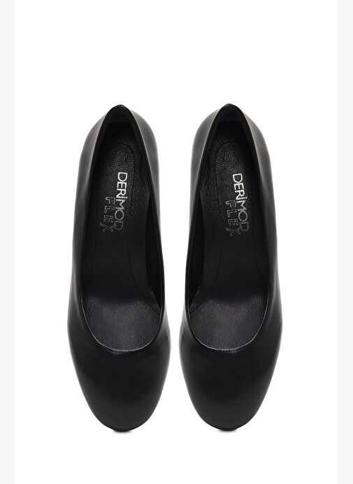 Derimod Flex Kadın Siyah Kalın Topuklu Deri Ayakkabı 25AFD380518 - Görsel 8