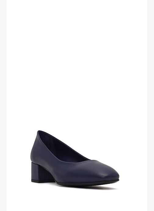 Derimod Flex Kadın Lacivert Kalın Topuklu Deri Ayakkabı 25AFD380518 - Görsel 7