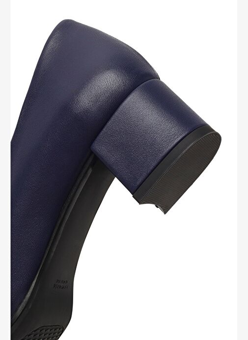 Derimod Flex Kadın Lacivert Kalın Topuklu Deri Ayakkabı 25AFD380518 - Görsel 9