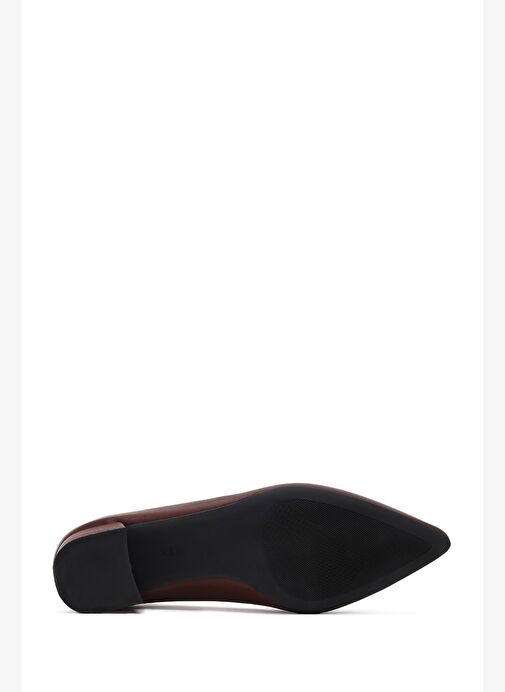 Derimod Flex Kadın Bordo Kalın Topuklu Deri Ayakkabı 25AFD380718 - Görsel 5