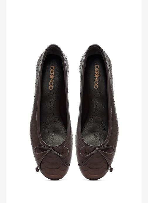 Kadın Kahverengi Desenli Deri Babet 25AFD120840 - Görsel 8