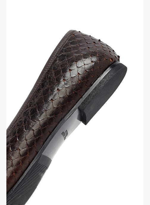 Kadın Kahverengi Desenli Deri Babet 25AFD120840 - Görsel 9