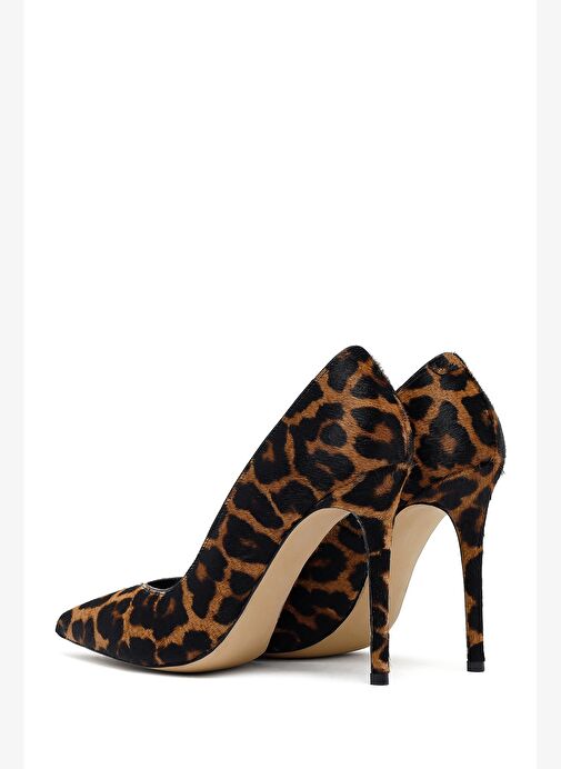 Kadın Leopar Yüksek İnce Topuklu Deri Stiletto 25AFD1210W2 - Görsel 7
