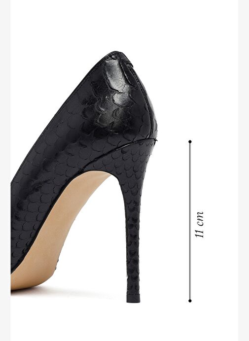 Kadın Siyah Desenli Yüksek İnce Topuklu Deri Stiletto 25AFD121040 - Görsel 3