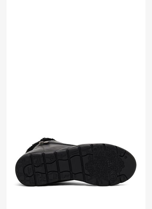 Kadın Siyah Fermuarlı Deri Comfort Bot 25WFD413518 - Görsel 6