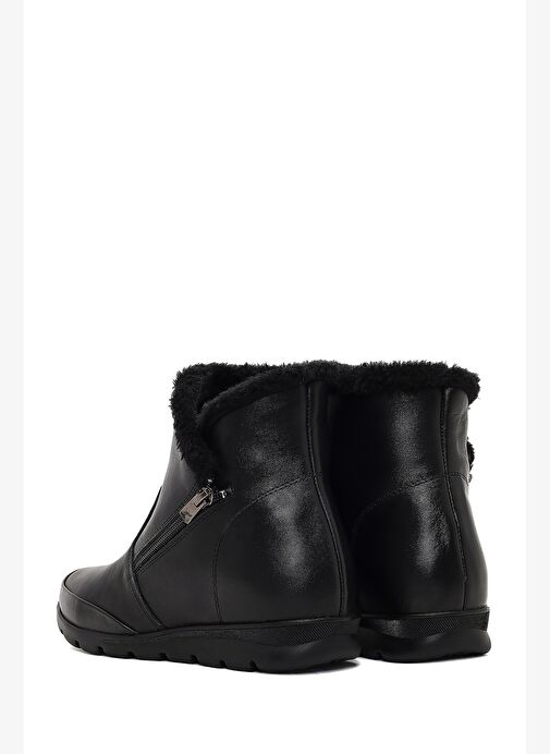 Kadın Siyah Fermuarlı Deri Comfort Bot 25WFD413518 - Görsel 7