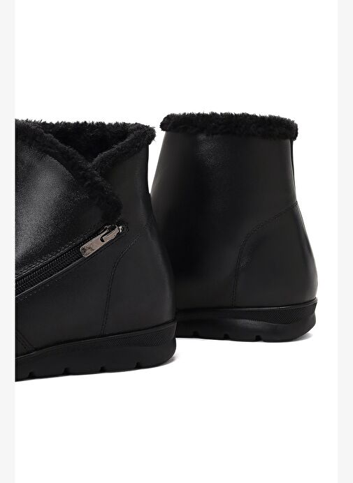 Kadın Siyah Fermuarlı Deri Comfort Bot 25WFD413518 - Görsel 9