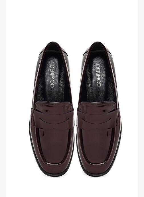 Kadın Bordo Rugan Deri Loafer 25AFD161716 - Görsel 8