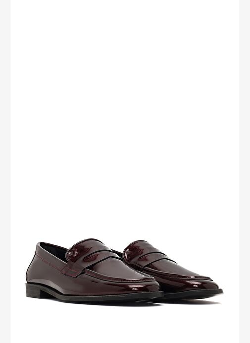 Kadın Bordo Rugan Deri Loafer 25AFD161716 - Görsel 4