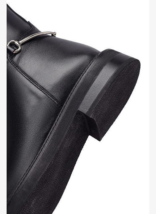 Kadın Siyah Fermuarlı Deri Bot 25WFD512718 - Görsel 9