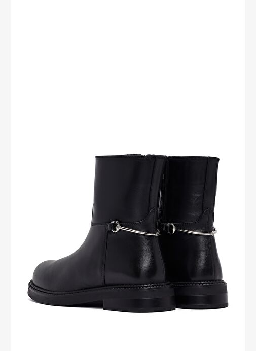 Kadın Siyah Fermuarlı Deri Bot 25WFD512718 - Görsel 7
