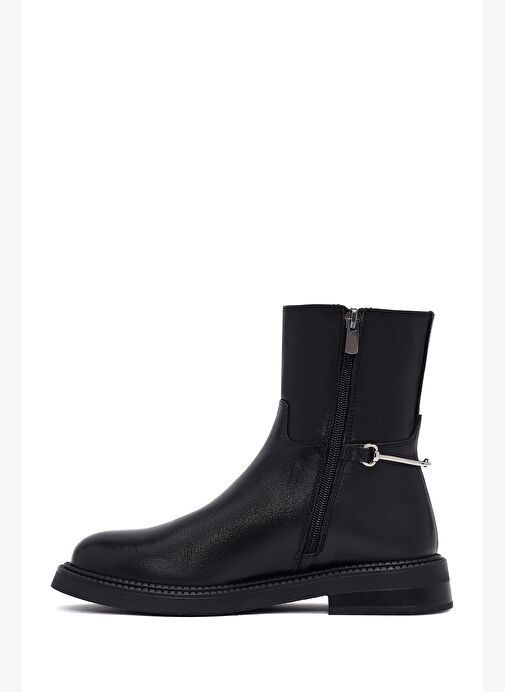 Kadın Siyah Fermuarlı Deri Bot 25WFD512718 - Görsel 4
