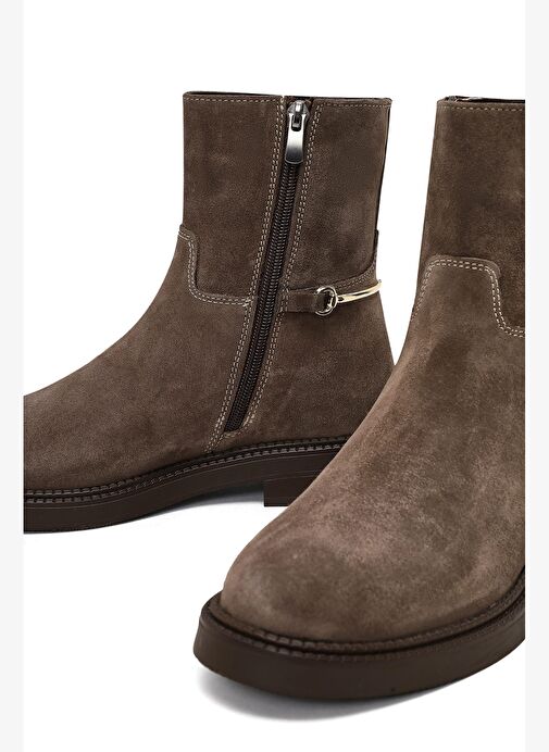 Kadın Vizon Fermuarlı Tokalı Süet Deri Bot 25WFD512710 - Görsel 9