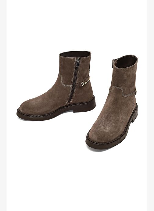 Kadın Vizon Fermuarlı Tokalı Süet Deri Bot 25WFD512710 - Görsel 4