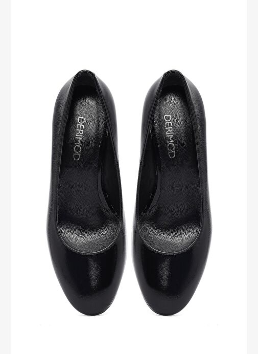 Kadın Siyah Kalın Topuklu Deri Ayakkabı 25AFD162016 - Görsel 9