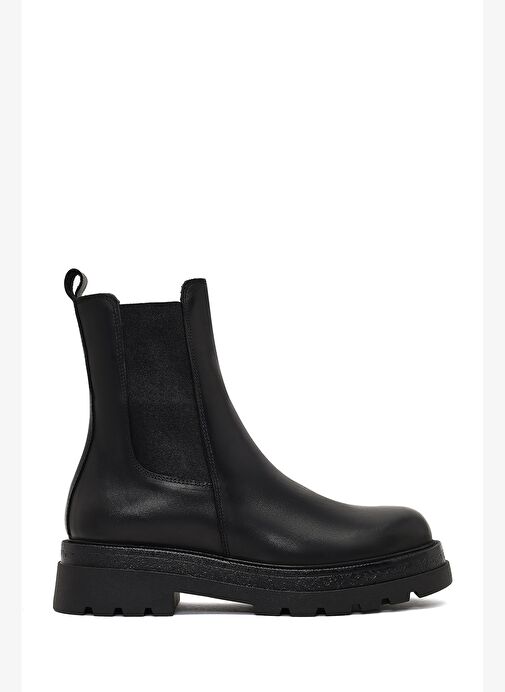 Kadın Siyah Kalın Tabanlı Deri Chelsea Bot 25WFD187318 - Görsel 2