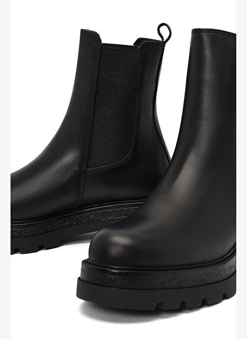 Kadın Siyah Kalın Tabanlı Deri Chelsea Bot 25WFD187318 - Görsel 9