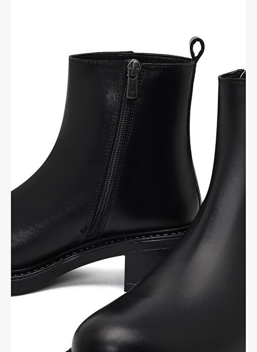 Kadın Siyah Fermuarlı Deri Bot 25WFD187418 - Görsel 9