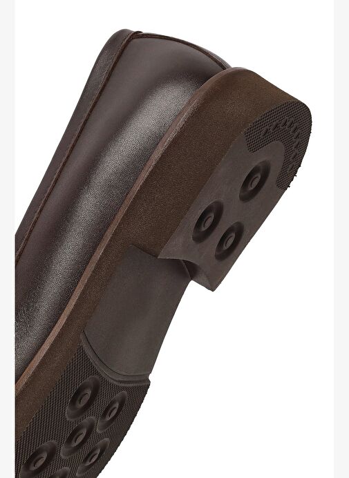 Kadın Kahverengi Tokalı Deri Loafer 25AFD230118 - Görsel 9