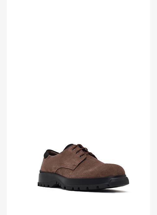 Erkek Kahverengi Bağcıklı Kalın Tabanlı Süet Deri Casual Ayakkabı 25WFD632010 - Görsel 7