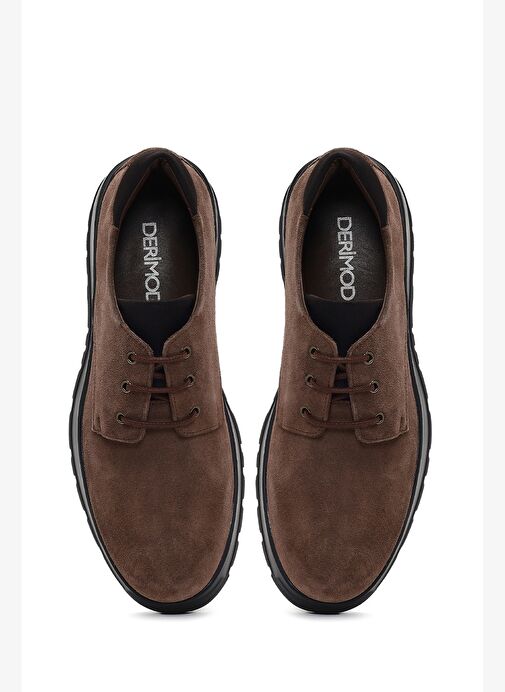 Erkek Kahverengi Bağcıklı Kalın Tabanlı Süet Deri Casual Ayakkabı 25WFD632010 - Görsel 8